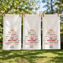 Load image into Gallery viewer, Personalized Kitchen Towel Holiday Tree Design Gift for Family
