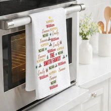 Load image into Gallery viewer, Personalized Kitchen Towel Holiday Tree Design Gift for Family
