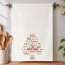 Load image into Gallery viewer, Personalized Kitchen Towel Holiday Tree Design Gift for Family

