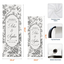 Load image into Gallery viewer, Personalized Wedding Welcome Banner Custom Name Blue Floral Birds Gift for Couples
