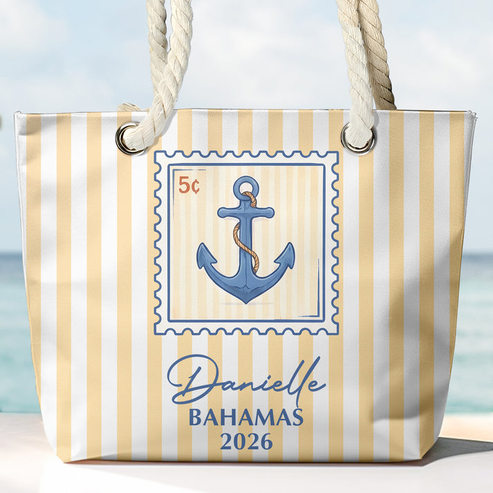 Personalized Rope Handle Canvas Bag Custom Name for Beach Friends