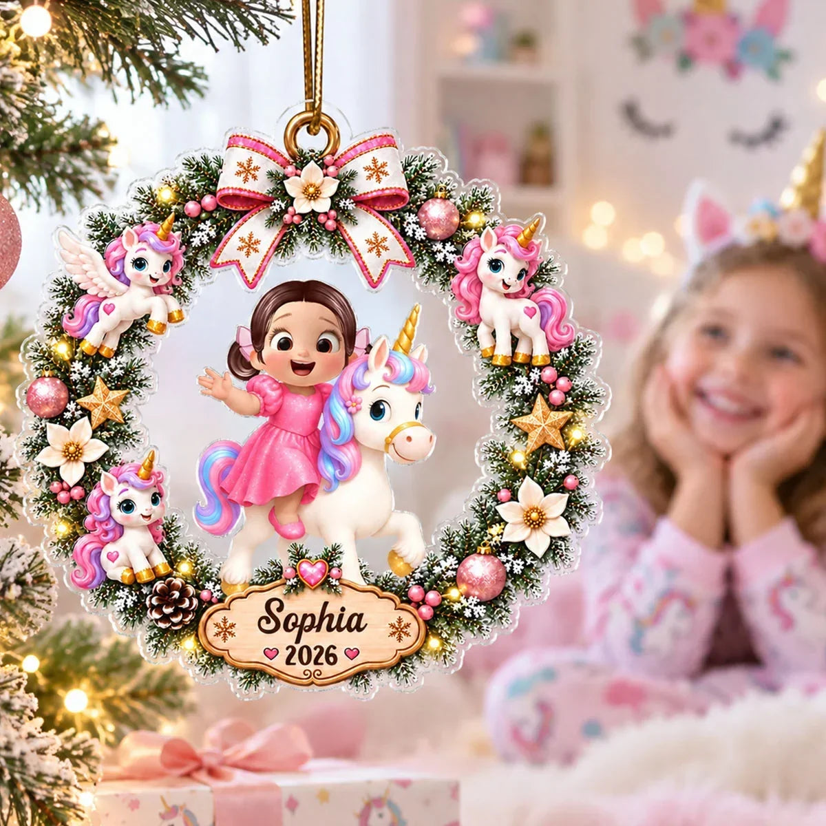 Personalized Unicorn Acrylic Ornament Unique Kids Gift