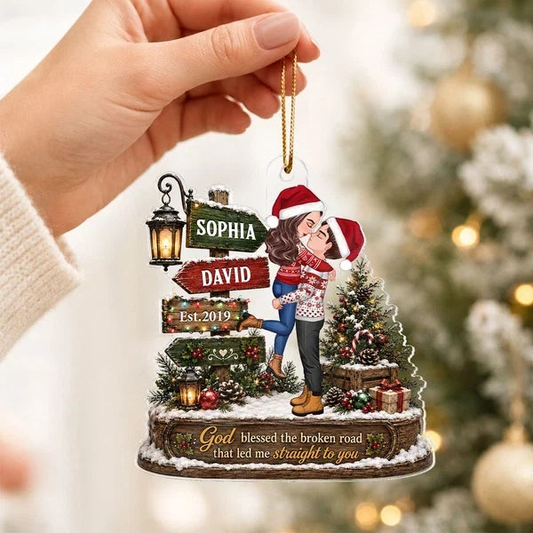 Personalized Acrylic Christmas Ornament Kissing Couple Gift for Couple
