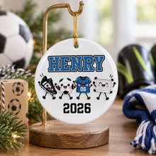 Load image into Gallery viewer, Personalized Ceramic Soccer Ornament Custom Name Christmas Gift for Players
