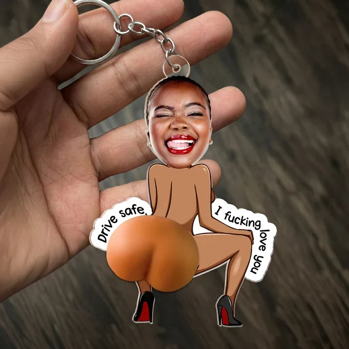 Personalized Cheeky Silicone Chest Keychain Gift for Partner