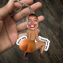 Load image into Gallery viewer, Personalized Cheeky Silicone Chest Keychain Gift for Partner
