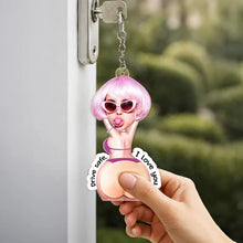 Load image into Gallery viewer, Personalized Cheeky Silicone Chest Keychain Gift for Partner
