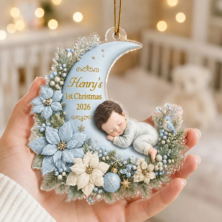 Personalized Acrylic Ornament Baby's First Christmas Gift for Mom & Dad