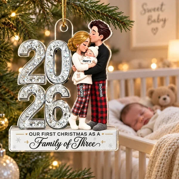 Personalized Acrylic Ornament for New Parents | Family Christmas Gift