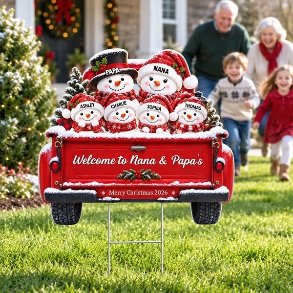 Personalized Snowman Family Yard Sign Christmas Decor Gift for Family