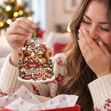 Load image into Gallery viewer, Personalized Acrylic Holiday Ornament Cuddling Squirrels Gift for Couples
