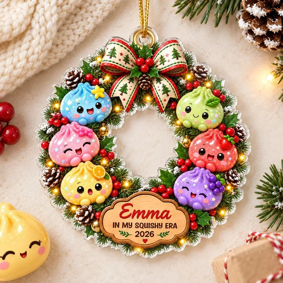 Personalized Colorful Dumpling Wreath Acrylic Ornament Christmas Gift
