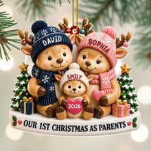 Load image into Gallery viewer, Personalized Acrylic Christmas Ornament First Holiday as Parents Gift
