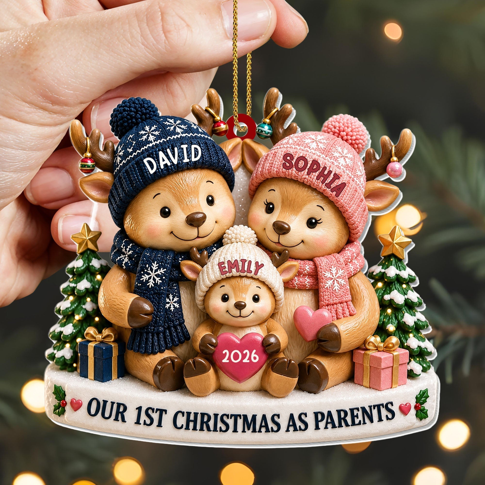 Personalized Acrylic Christmas Ornament First Holiday as Parents Gift