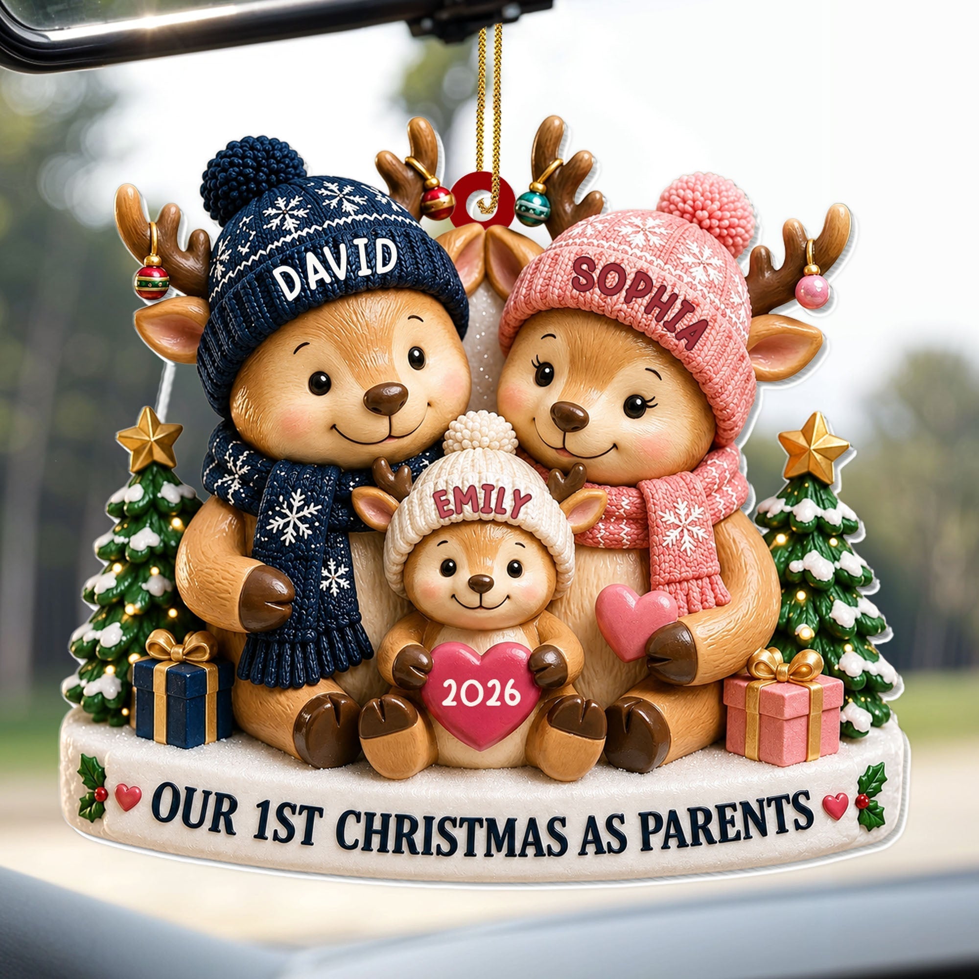 Personalized Acrylic Christmas Ornament First Holiday as Parents Gift