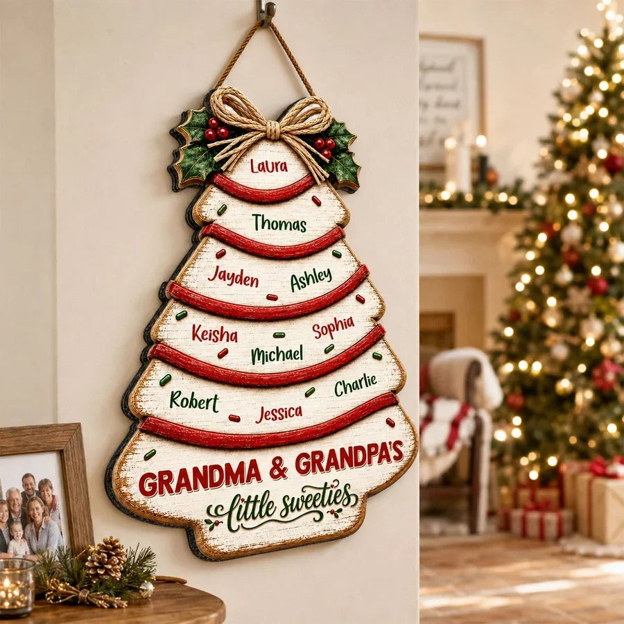 Personalized Wooden Sign for Grandma & Grandpa's Family Gift