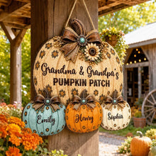 Load image into Gallery viewer, Personalized Wooden Sign for Grandma &amp; Grandpa's Pumpkin Patch Gift
