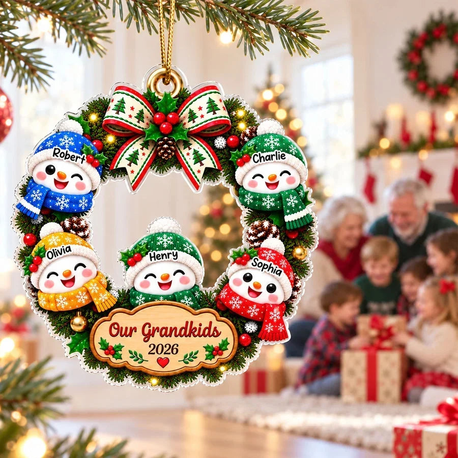 Personalized Acrylic Christmas Ornament Cute Snowman Gift for Grandparents