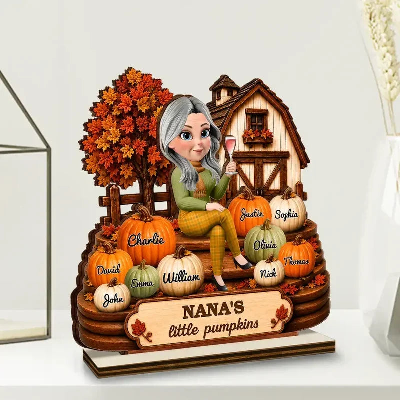 Personalized Wooden Plaque for Grandma with Pumpkins Gift
