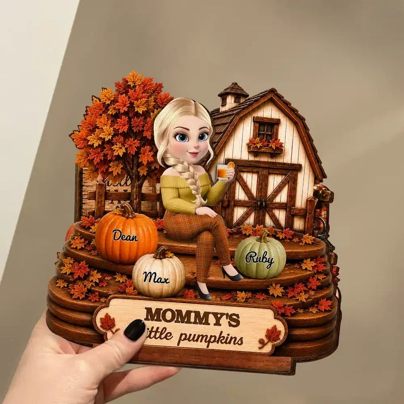 Personalized Wooden Plaque for Grandma with Pumpkins Gift