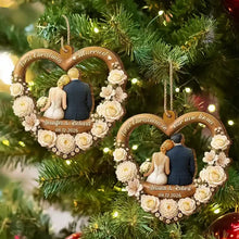 Load image into Gallery viewer, Personalized First Christmas Married Wooden Ornament Newlywed Gift
