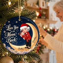 Load image into Gallery viewer, Personalized Ceramic Christmas Ornament for Grandma &amp; Granddaughter - Navy Gold Moon Gift
