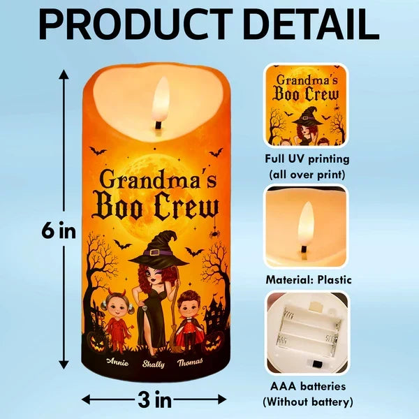 Personalized Flameless LED Candle for Grandma Halloween Decor Gift