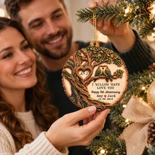 Load image into Gallery viewer, Personalized Wooden Ornament with Willow Tree &amp; Birds, Unique Anniversary Gift for Couples
