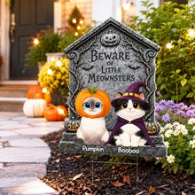 Load image into Gallery viewer, Personalized Halloween Yard Sign for Cat Lovers - Custom Meownsters Decor
