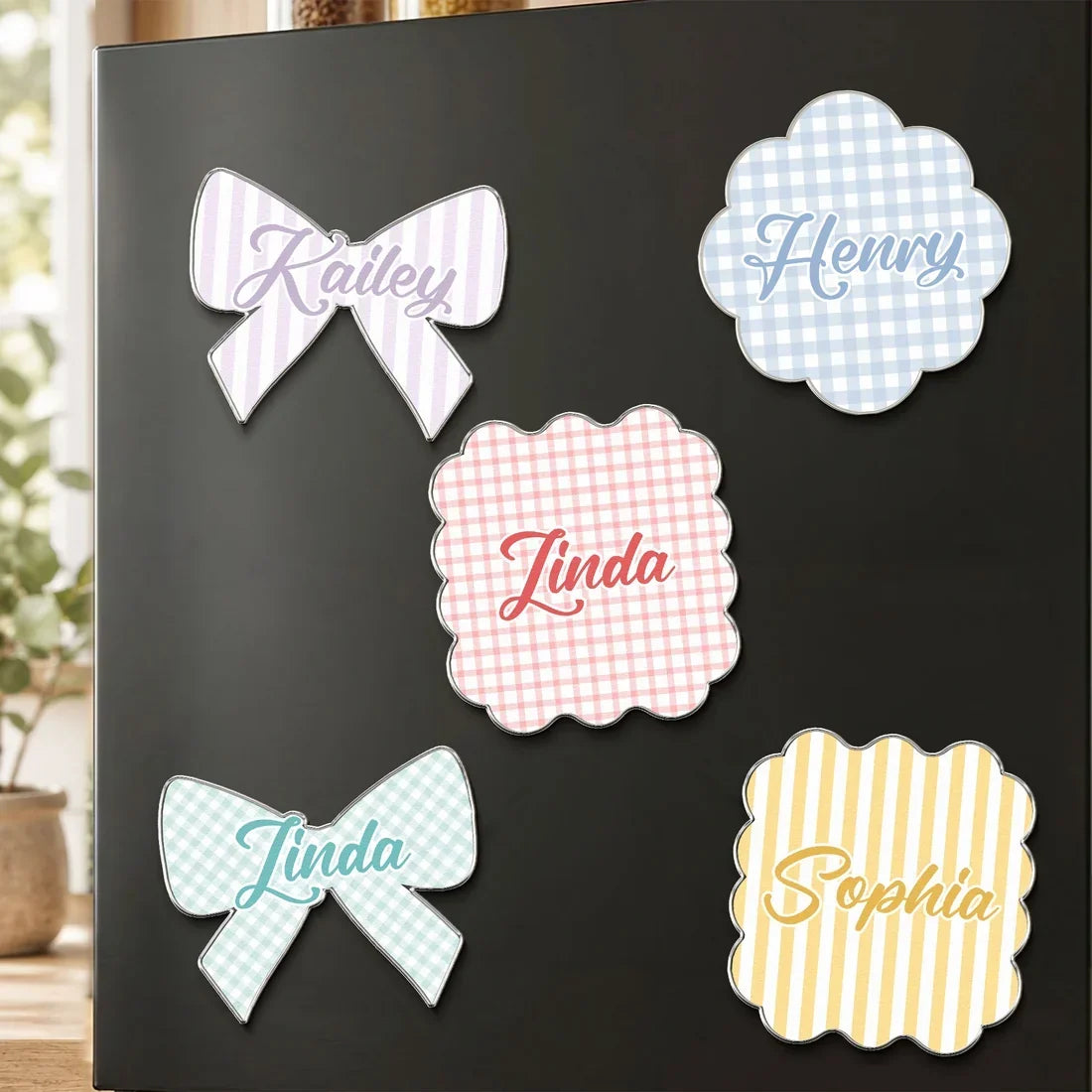 Personalized Acrylic Magnet Gift for Family with Bow Design