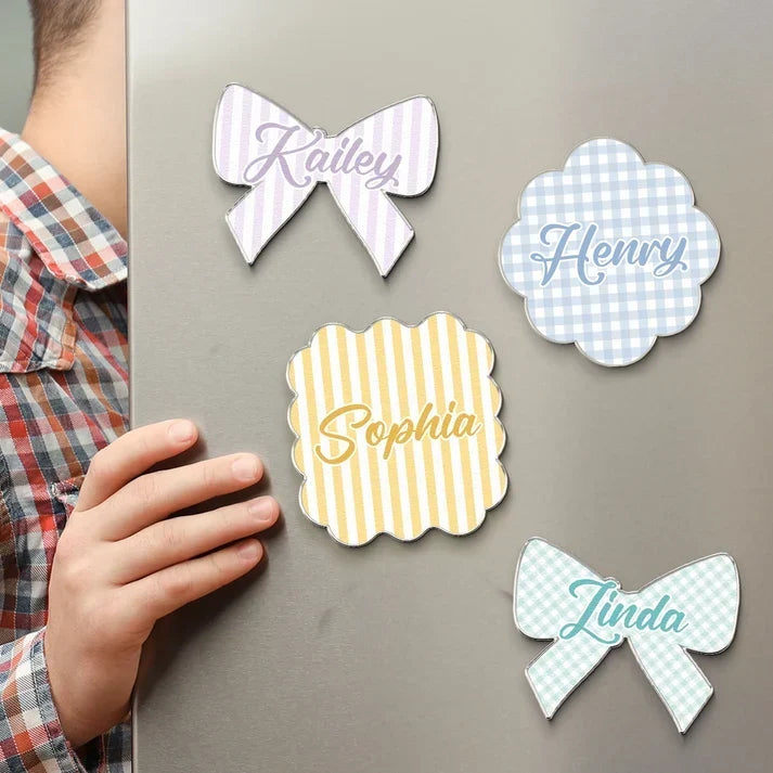 Personalized Acrylic Magnet Gift for Family with Bow Design