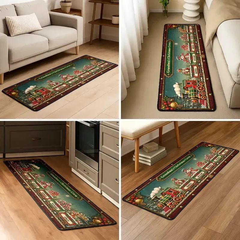 Personalized Vintage Christmas Train Doormat Unique Gift for Grandma