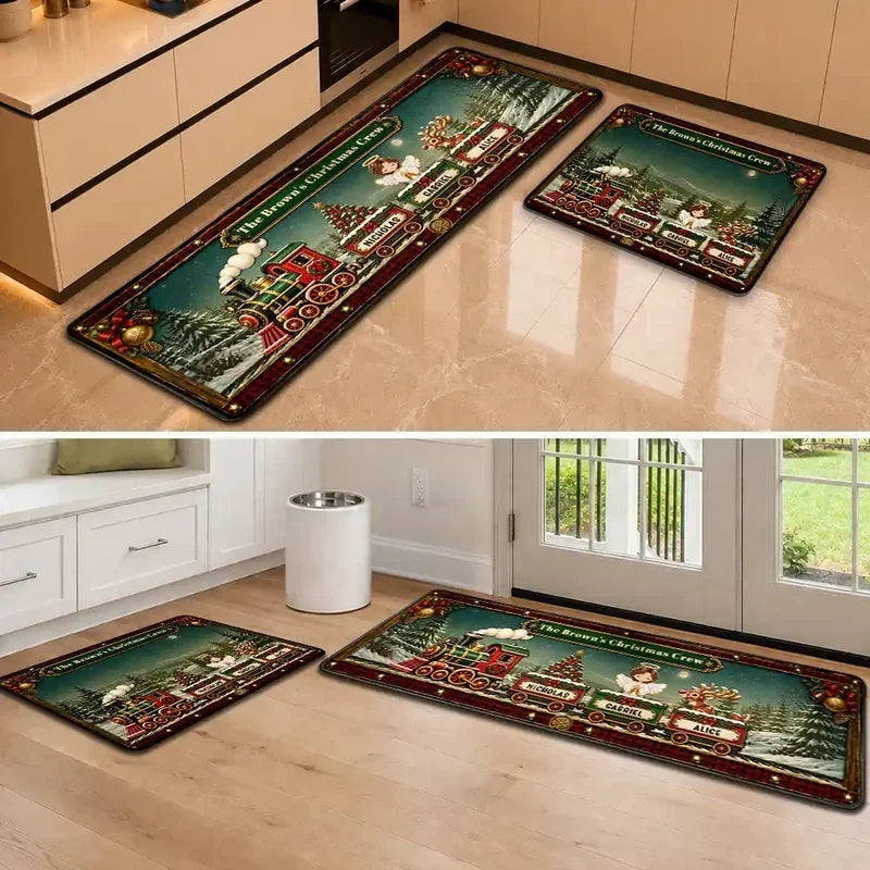 Personalized Vintage Christmas Train Doormat Unique Gift for Grandma