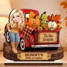 Load image into Gallery viewer, Personalized Wooden Plaque for Grandma with Red Truck &amp; Pumpkins - Unique Fall Gift
