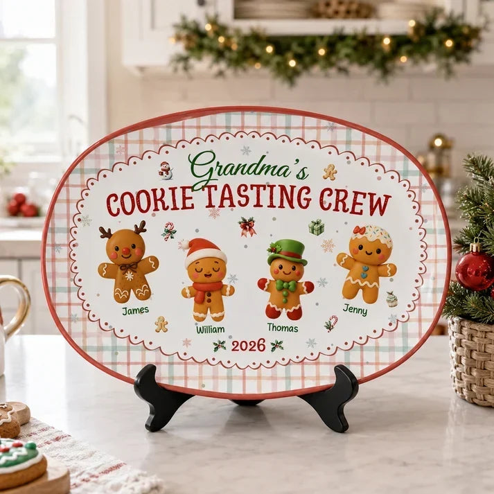 Personalized Cookie Tasting Crew Grilling Plate Gift for Grandma