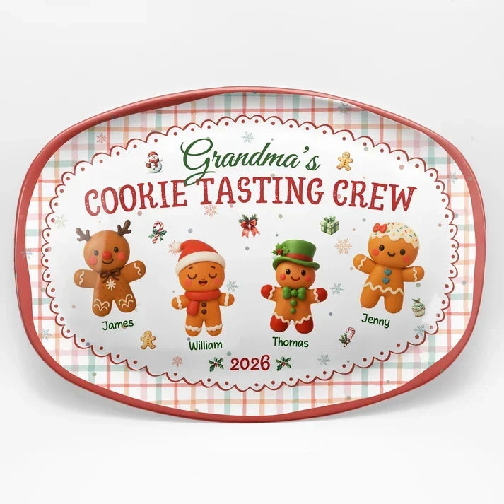 Personalized Cookie Tasting Crew Grilling Plate Gift for Grandma