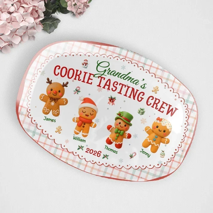 Personalized Cookie Tasting Crew Grilling Plate Gift for Grandma