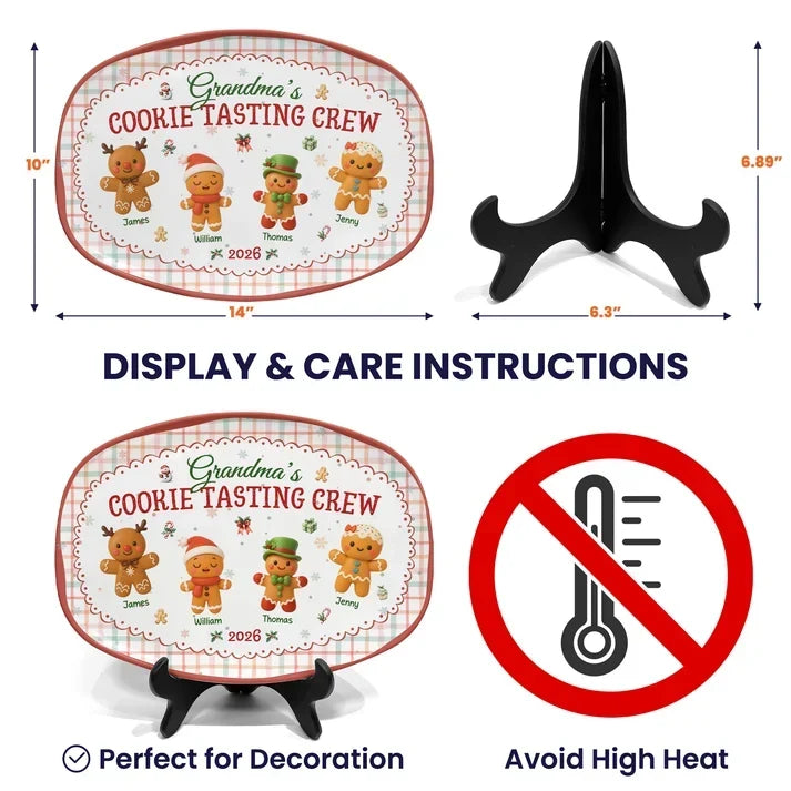 Personalized Cookie Tasting Crew Grilling Plate Gift for Grandma
