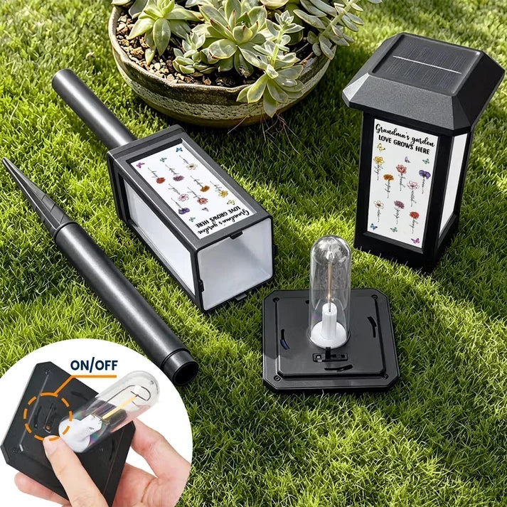 Personalized Solar Garden Stake Light Gift for Grandma - Unique Botanical Design