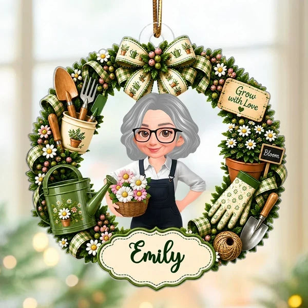 Personalized Gardening Themed Acrylic Ornament Gift for Mom