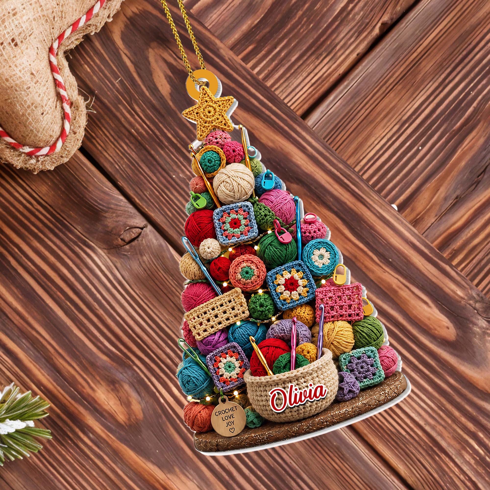 Personalized Crochet Christmas Tree Ornament Unique Gift for Crocheters