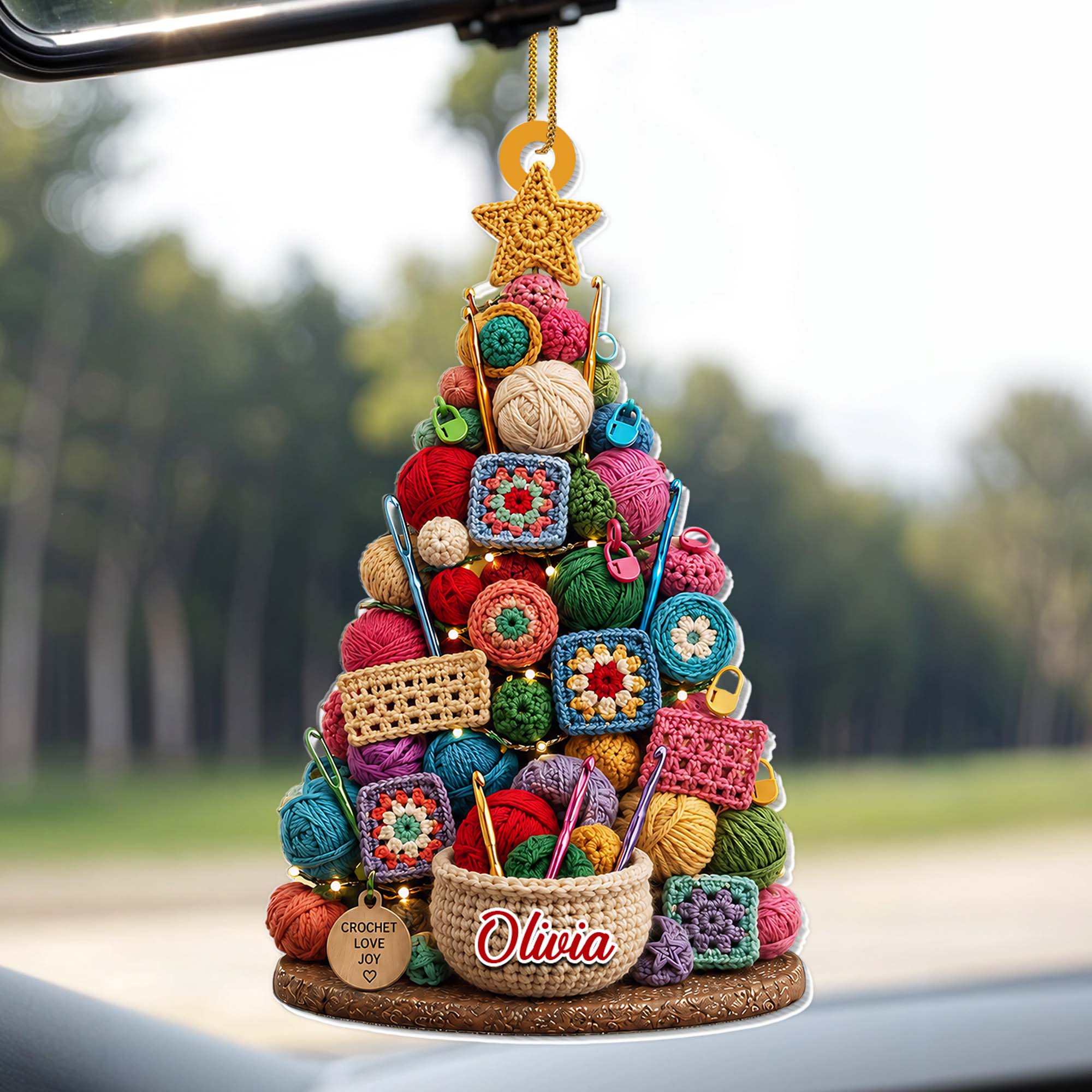 Personalized Crochet Christmas Tree Ornament Unique Gift for Crocheters