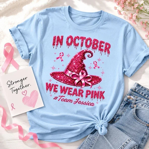 Personalized Classic Tee In October We Wear Pink Gift for Supporters