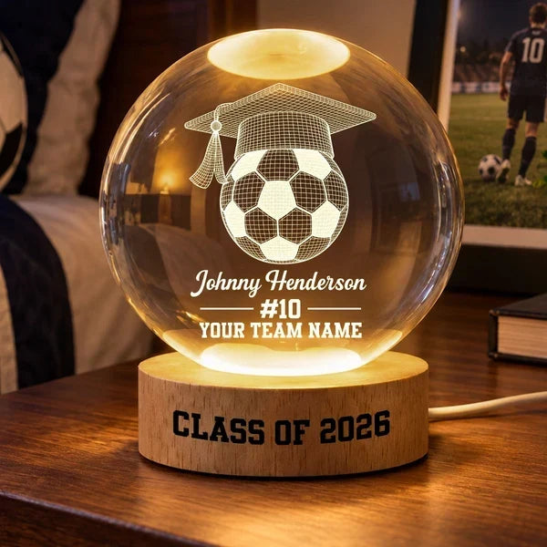 Personalized Globe Lamp Gift for Soccer Senior Graduate