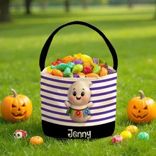 Load image into Gallery viewer, Personalized Halloween Basket Tote Cute Spider or Monster Gift for Kids
