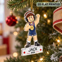 Load image into Gallery viewer, Personalized Acrylic Ornament Smiling Wrestler Gift for Son

