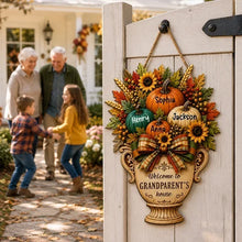 Load image into Gallery viewer, Personalized Wooden Sign for Grandparents Fall Decor Gift
