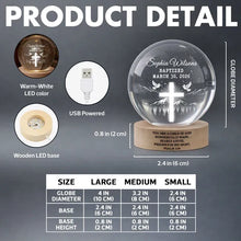 Load image into Gallery viewer, Personalized Globe Lamp with Cross &amp; Doves Gift for Child, Nursery Decor
