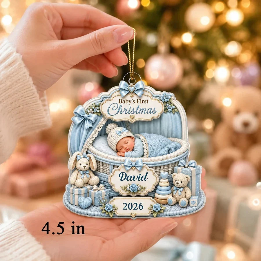 Personalized Baby's First Christmas Acrylic Ornament Gift for New Parents