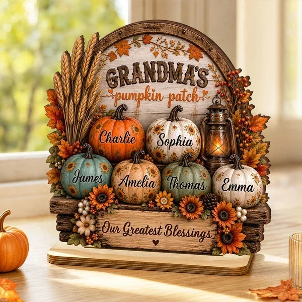 Personalized Wooden Plaque Fall Decor Gift for Grandma
